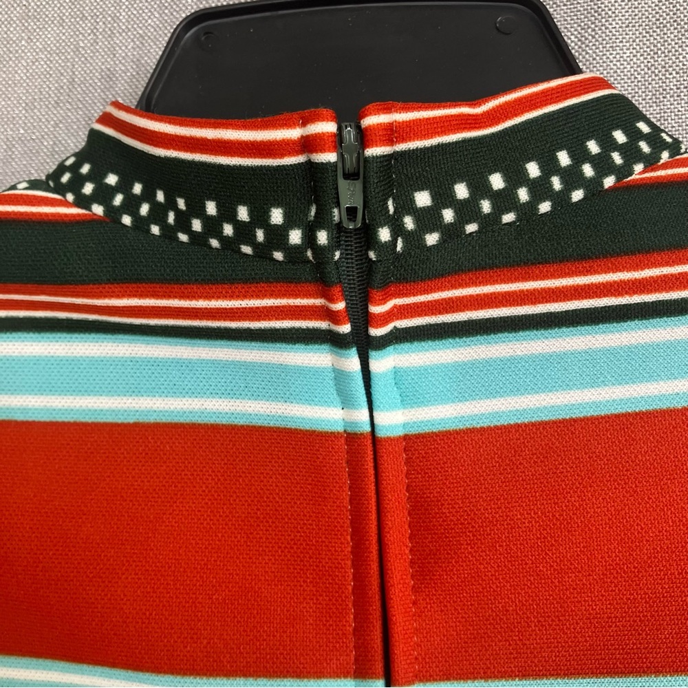 Vintage Mr Simon Striped Green and Red dress. Zip back and tie belt. - Picture 5 of 8